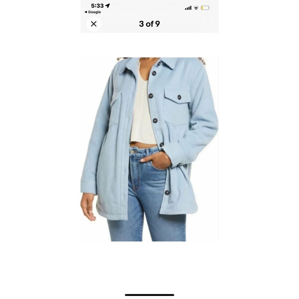 Thread & Supply Womens Button Up Fleece Shirt Jacket Sky Blue Size Large NWT